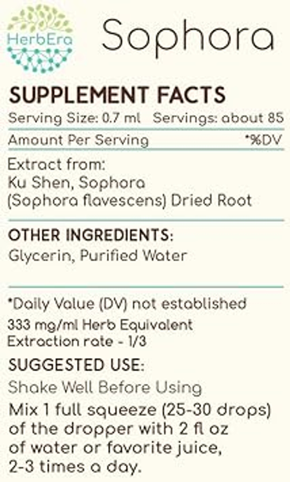Sophora B60 Alcohol-Free Herbal Extract Tincture, Super-Concentrated Ku Shen, Sophora (Sophora Flavescens) Dried Root (2 Fl Oz)