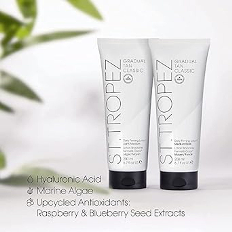 St.Tropez Gradual Tan Firming Lotion,Sun Kissed Glow Self Tan Moisturizer, 5 Skincare Benefits, Vegan, Natural & Cruelty Free
