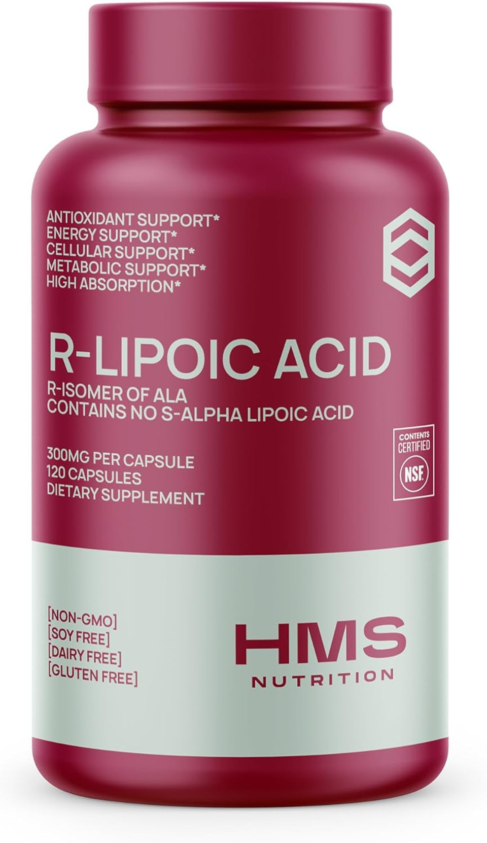 Stabilized R-Lipoic Acid 300Mg Per Serving, R Alpha Lipoic Acid Ala Supplement Antioxidant For Nerve, Energy & Metabolism Support, Nsf Certified Supplements, Non-Gmo & Vegan,60 Capsules,2 Month Supply