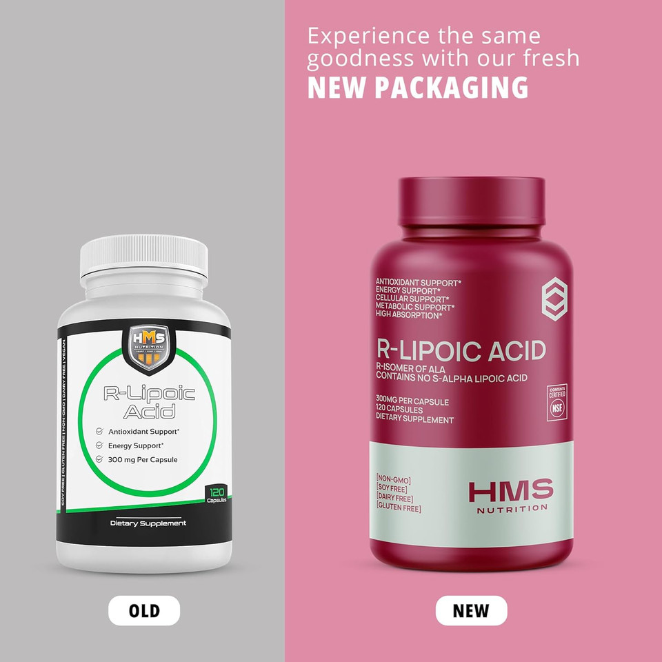 Stabilized R-Lipoic Acid 300Mg Per Serving, R Alpha Lipoic Acid Ala Supplement Antioxidant For Nerve, Energy & Metabolism Support, Nsf Certified Supplements, Non-Gmo & Vegan,60 Capsules,2 Month Supply