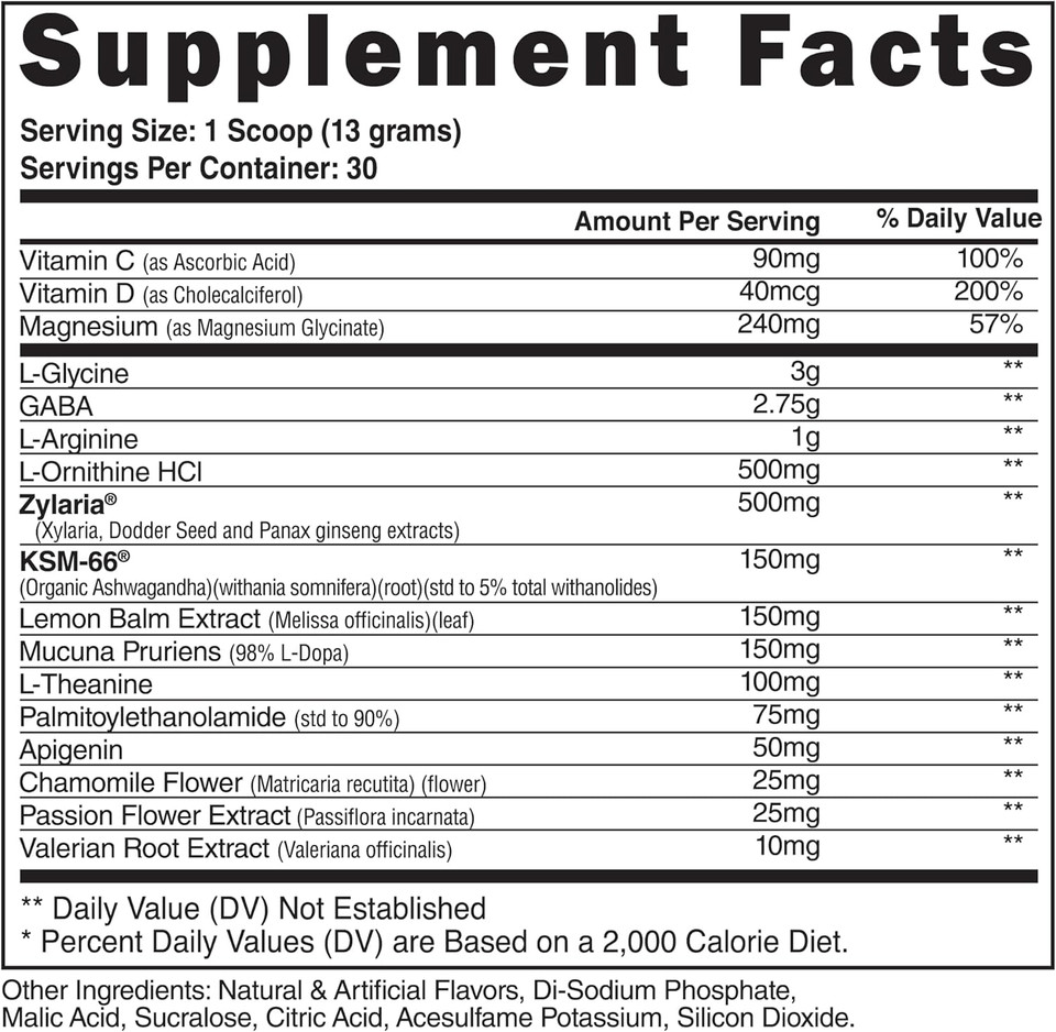 Steel Supplements Rested-Af I Deep Sleep Aid And Muscle Recovery Powder With Gaba & Valerian Root Extract | Stress Relief And Cognitive Support | 30 Servings (Lemon Ginger)