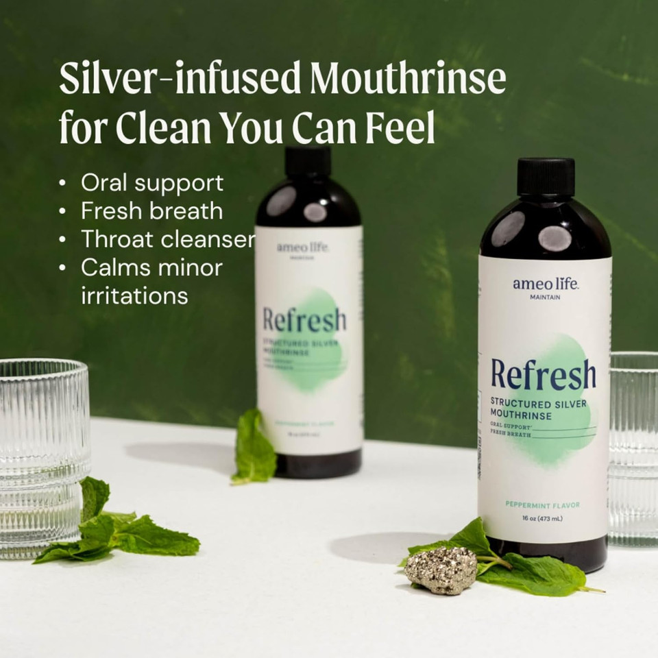 Structured Silver Mouthwash 10Ppm Mint Flavor - Natural Colloidal Mouthwash For Fresh Breath & Oral Health, Alcohol-Free Oral Rinse With Silver Nanoparticles, 16 Oz