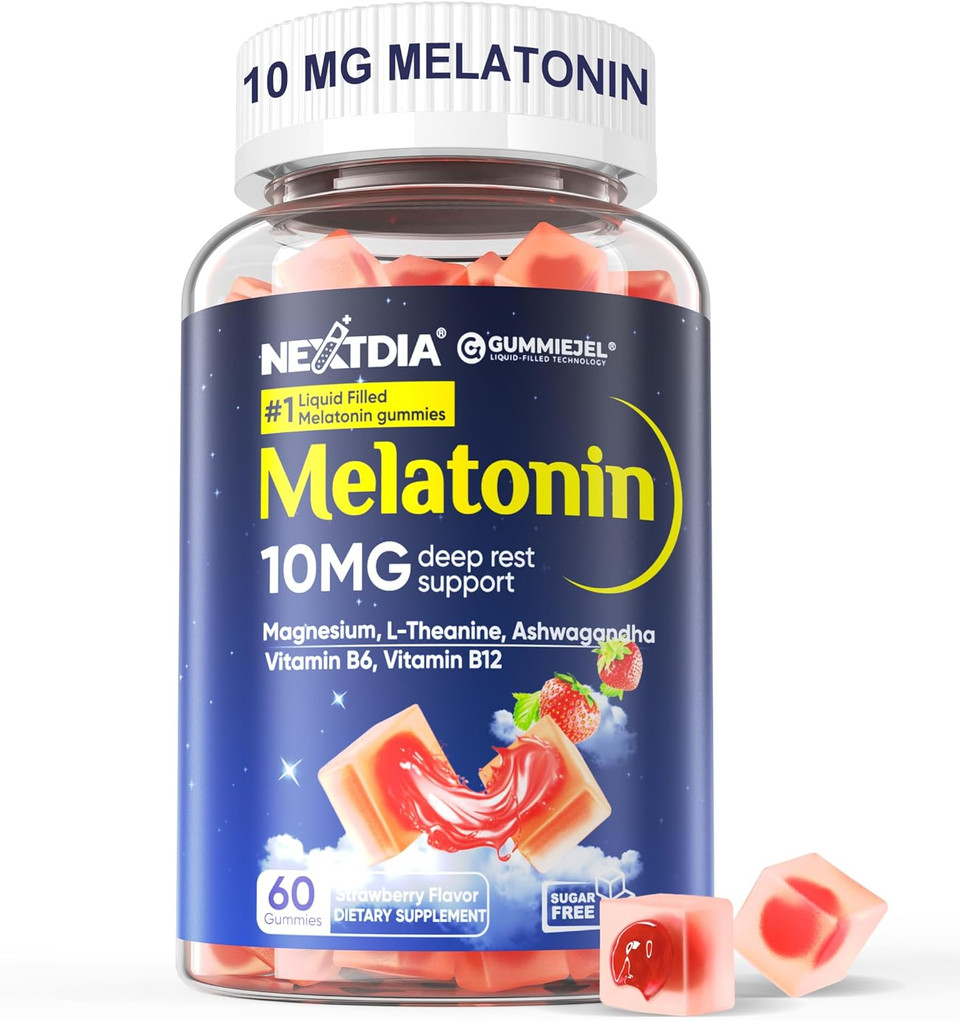 Sugar Free Melatonin Gummies 10Mg 20Mg Magnesium Glycinate Melatonin For Adults, Ashwagandha, L-Theanine, B6, B12, Lemon Balm And Chamomile For Deep Relaxation, Antioxidant, Vegan, 60 Day