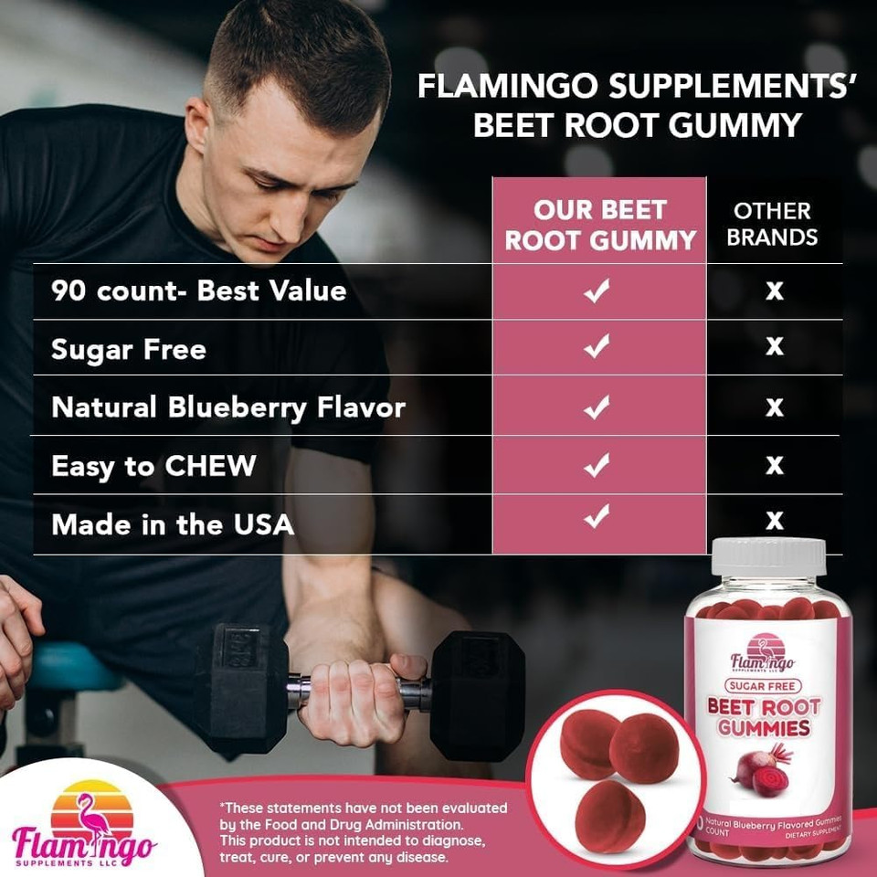 Sugar Free Nitric Oxide Beet Root Gummies - Beet Root Chewables For Athletic Performance, Nitric Oxide Booster, Energy, Blood Flow And Circulation - 90 Beets Root Gummy Chews