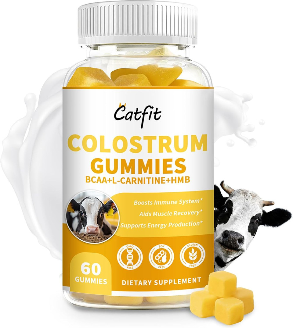 Sugar-Free Bovine Colostrum Supplement Gummies,Grass-Fed Colostrum For Women &Men, Gut Health, Immunity, Cognitive, Orange Flavor 60 Gummies With 40% Igg