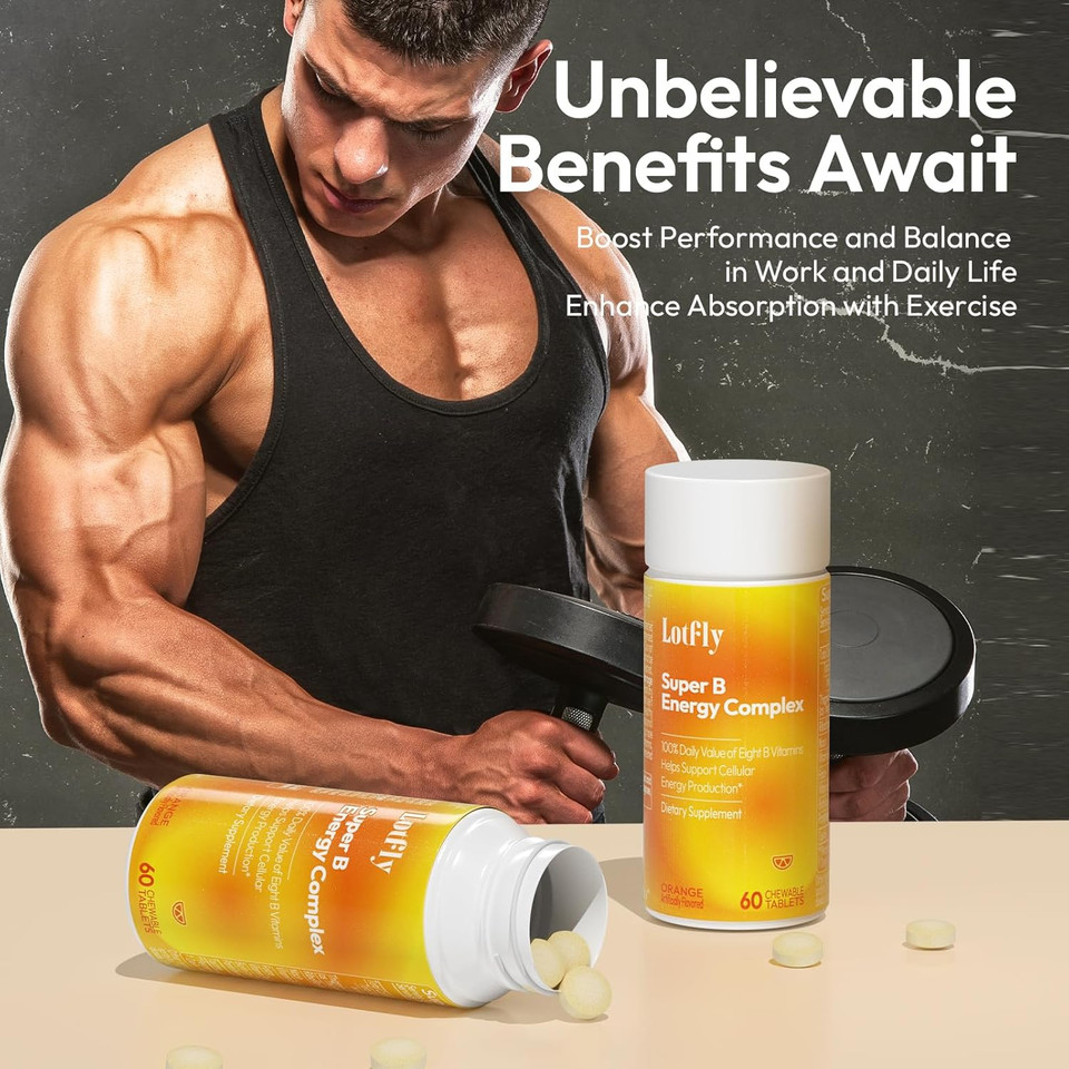 Super B Energy Complex With Taurine B12 Methylcobalamin And Folic Acid Methylated B Vitamins Supports Energy Metabolism & Nervous System Health - Vitamin B Complex For Men & Women - 180 Servings