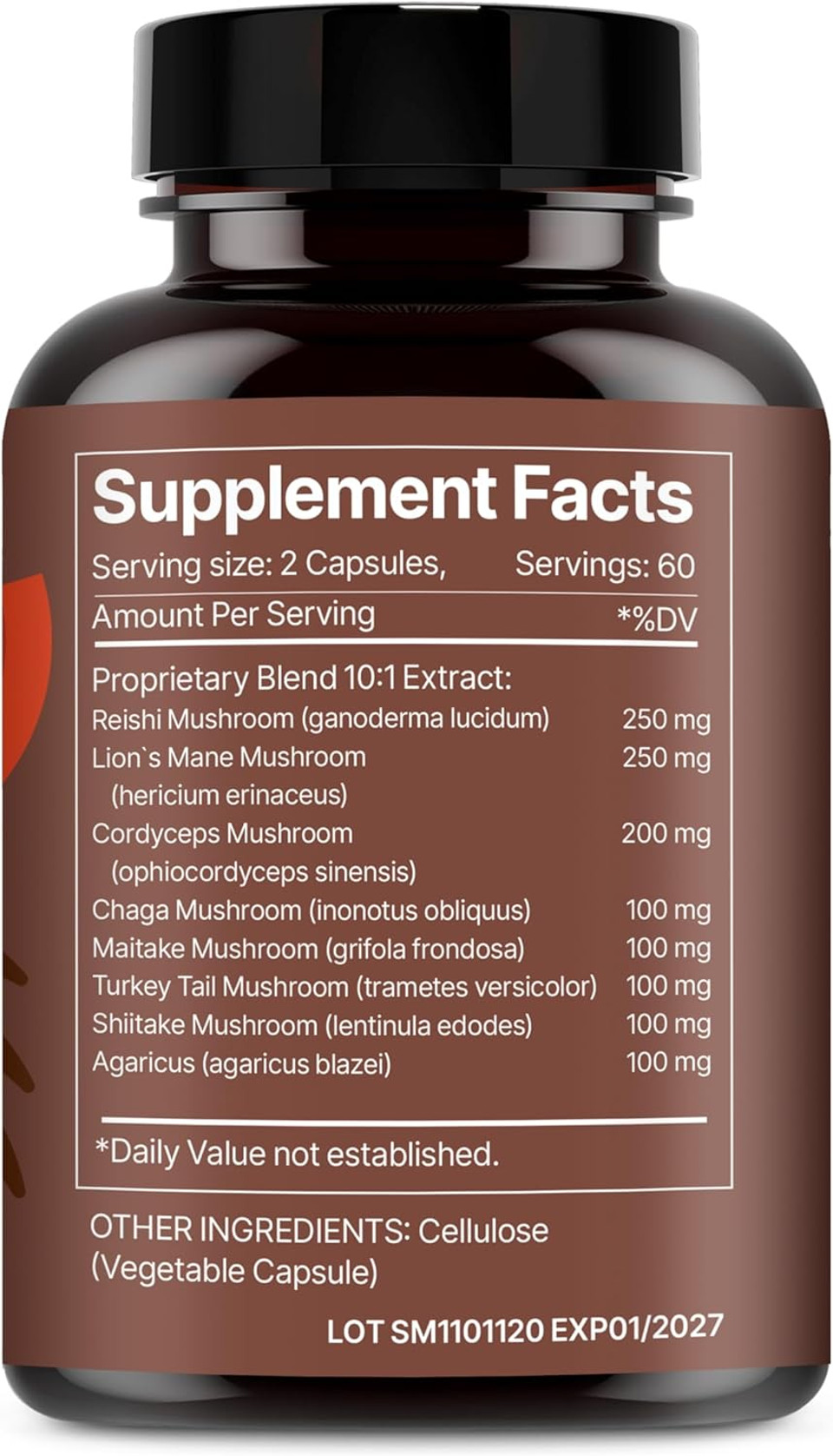 Super Mushrooms 8-In1 120 Capsules - Brain Booster & Immune Support Drops - Reishi, Lion`S Mane, Cordyceps, Chaga, Mitake, Turkey Tails, Shiitake, Agaricus - High Potency Extract