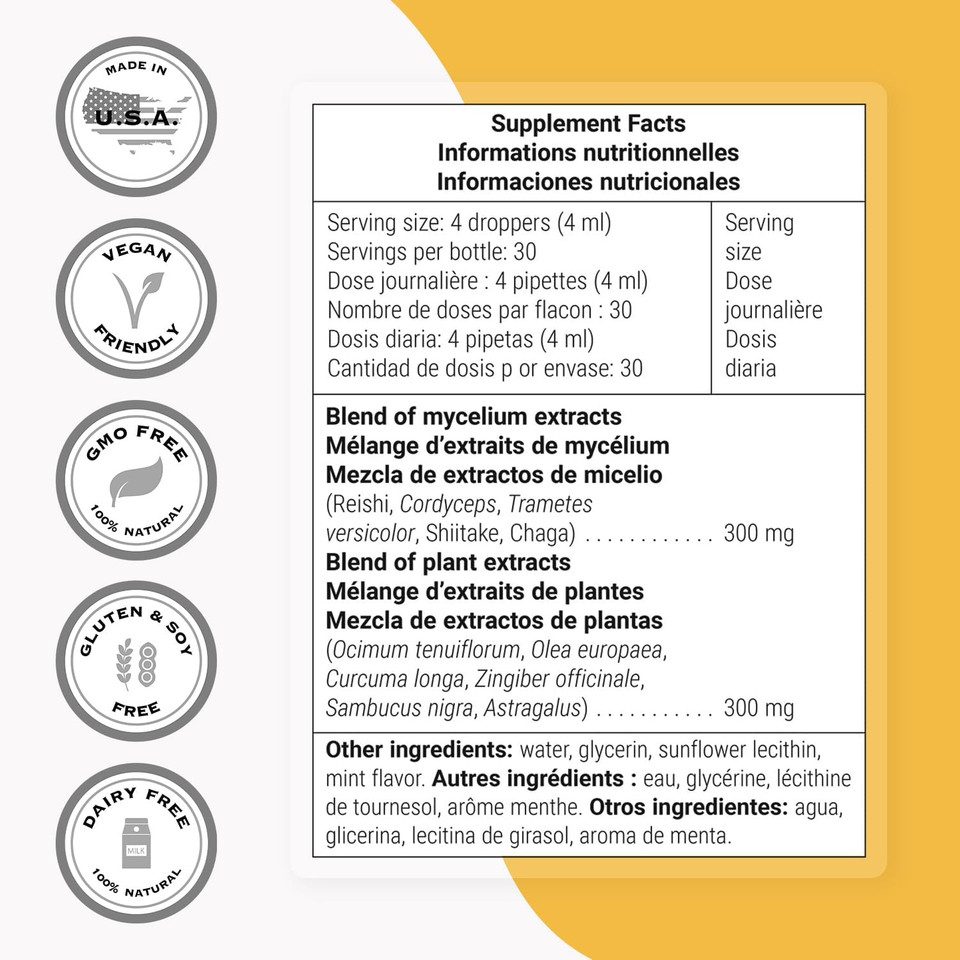 Supersmart - Adaptogenic Potion - 10 Herbs & Mushrooms (Astragalus, Holy Basil & Reishi, Cordyceps & Shiitake) - Adrenal Support & Immune System Booster | Non-Gmo & Gluten Free- 120 Ml