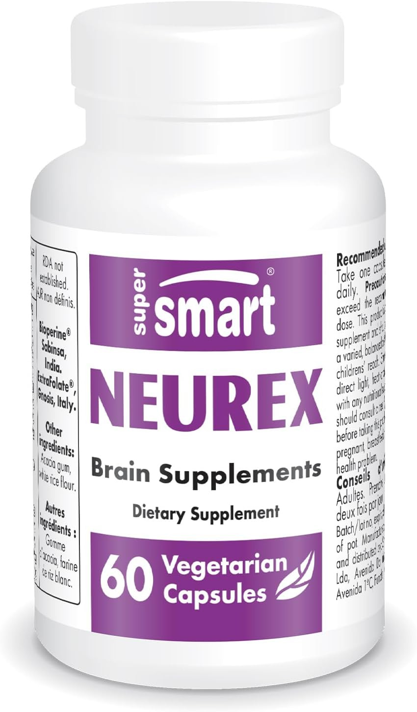 Supersmart - Neurex - Help Improve Memory & Speed Of Cognitive Processing - Help Prevent Cerebral Aging - Brain Supplement Formula | Non-Gmo & Gluten Free - 60 Vegetarian Capsules