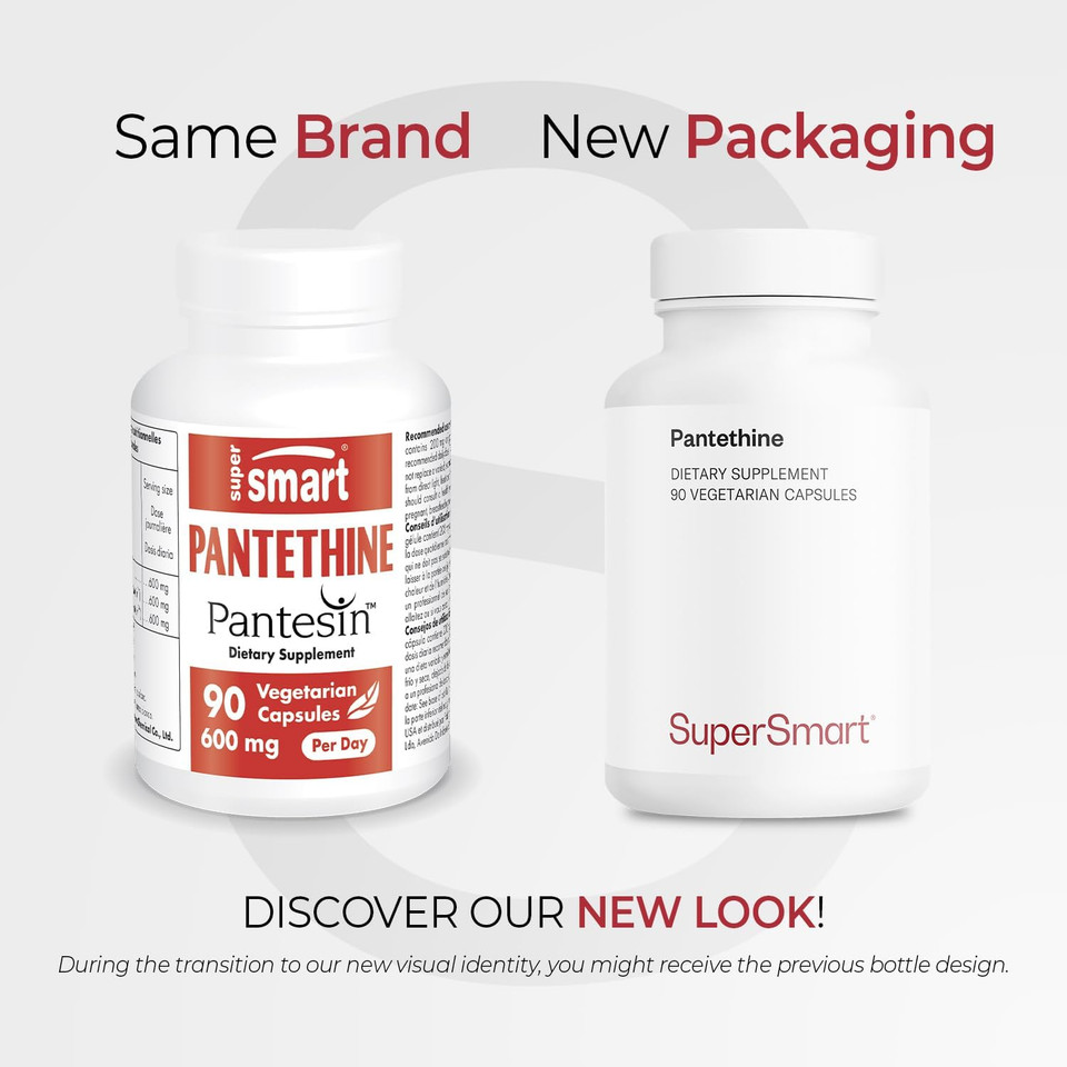 Supersmart - Pantesin Pantethine 600 Mg Per Day (Pantothenic Acid) - Active Vitamin B5 Supplement | Non-Gmo & Gluten Free - 90 Vegetarian Capsules