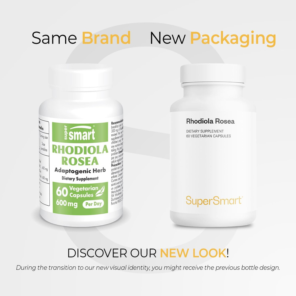 Supersmart - Rhodiola Rosea 600 Mg Per Day - Adaptogen Supplement | Non-Gmo & Gluten Free - 60 Vegetarian Capsules