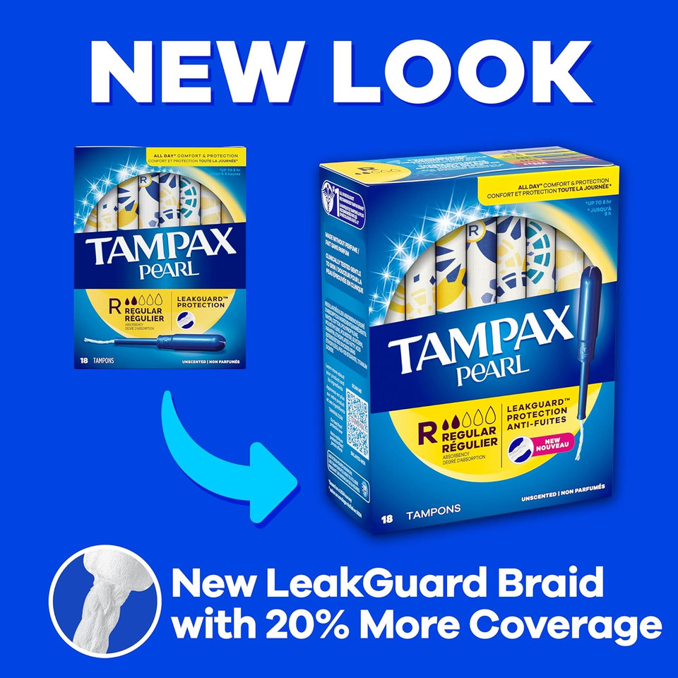 Tampax Pearl Tampons, With Leakguard Braid, Ultra Absorbency, Unscented, 60 Count