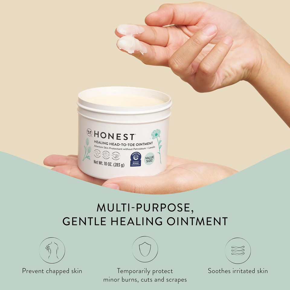 The Honest Company Head To Toe Multi-Purpose Healing Ointment | Safe For Sensitive Skin | Hypoallergenic, Fragrance Free, Vegan | Value Size, 10 Oz
