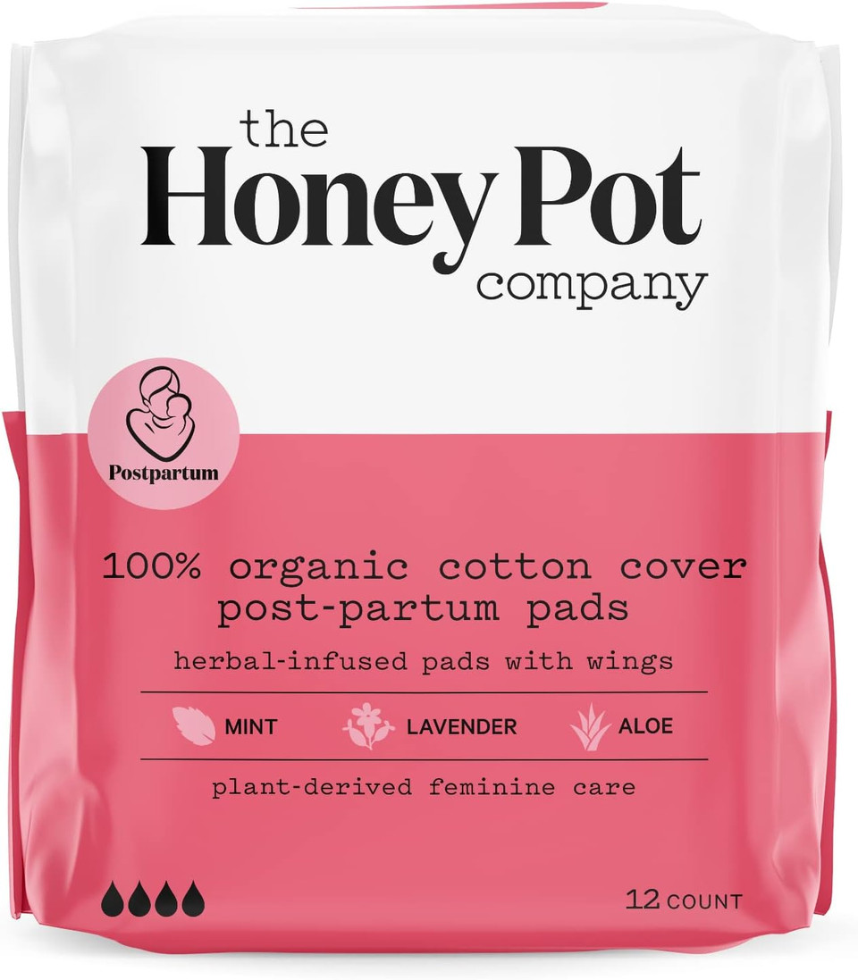 The Honey Pot Company - Postpartum Pads, Sensitive Feminine Wash & Wipes Bundle - Herbal Infused & Ph Balanced Natural Hygiene Feminine Products - Postpartum Essentials - Feminine Care