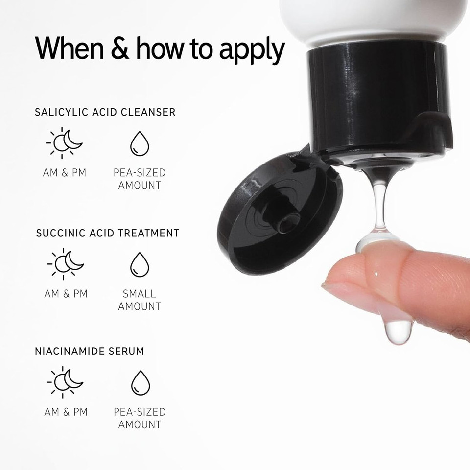 The Inkey List Breakout 101 Kit, Clear Skin Starter Kit, Salicylic Acid Cleanser, Niacinamide Serum, Succinic Acid Blemish Treatment, Suitable For All Ages