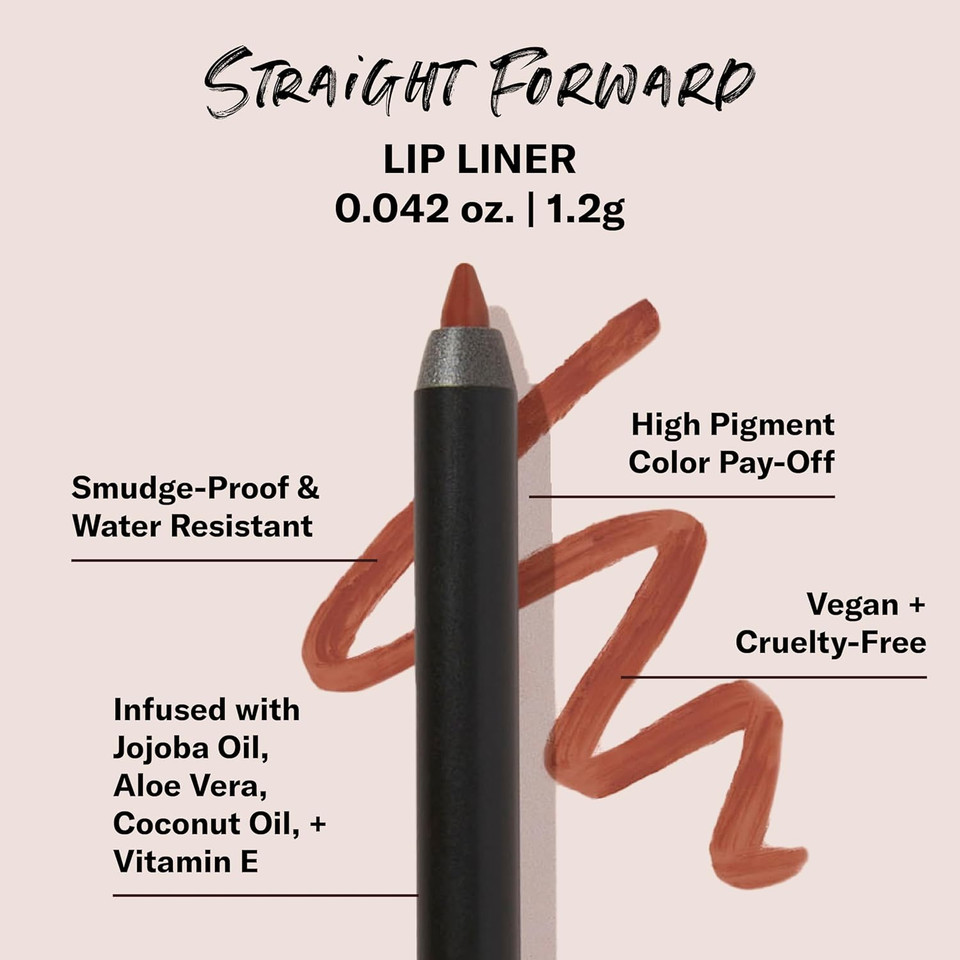 The Lip Bar - Lip Liner, Straight Face (Deep Red) - High Pigment & Super Creamy - Smudge Proof & Water Resistant - Jojoba Oil, Aloe Vera, Coconut Oil, & Vitamin E - Vegan & Cruelty Free - .042 Oz