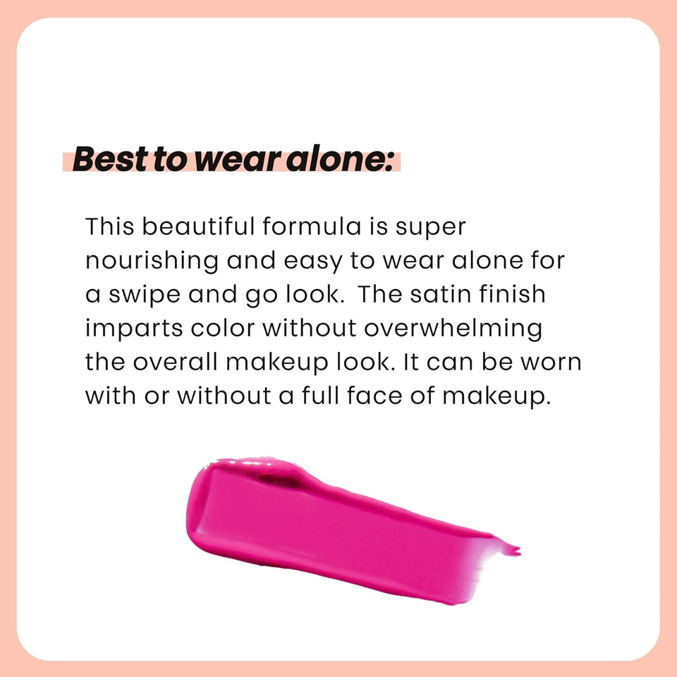 The Lip Bar Soft Kisses Nourishing Vegan Lipstick, With Moisturizing Mango Seed Butter, Satin Finish, Firecracker - Pink