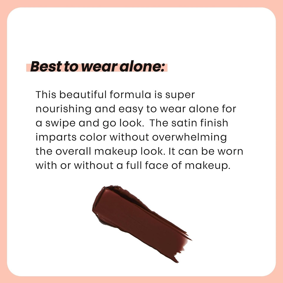 The Lip Bar Soft Kisses Nourishing Vegan Lipstick, With Moisturizing Mango Seed Butter, Satin Finish, Good Side - Cocoa Brown