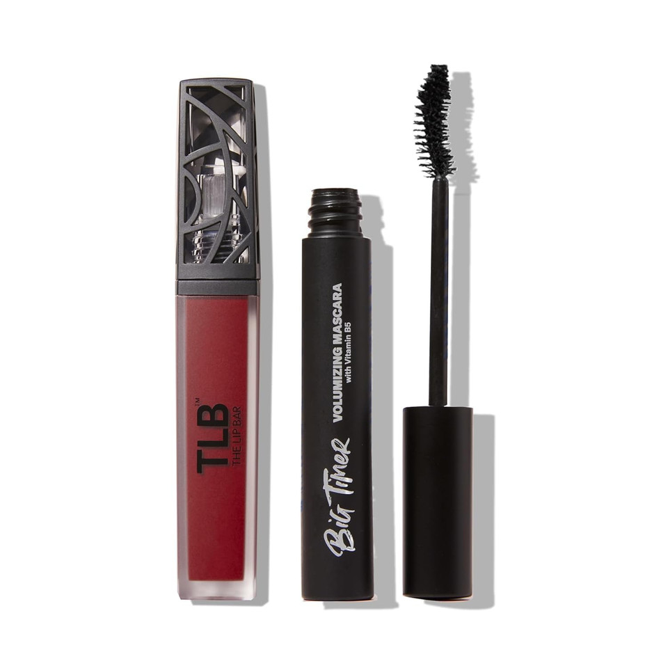 The Lip Bar Vegan Eye And Lip Kit, With Bawse Lady Long Lasting Liquid Matte Lipstick And Big Timer Volumizing Black Mascara, 2 Pieces