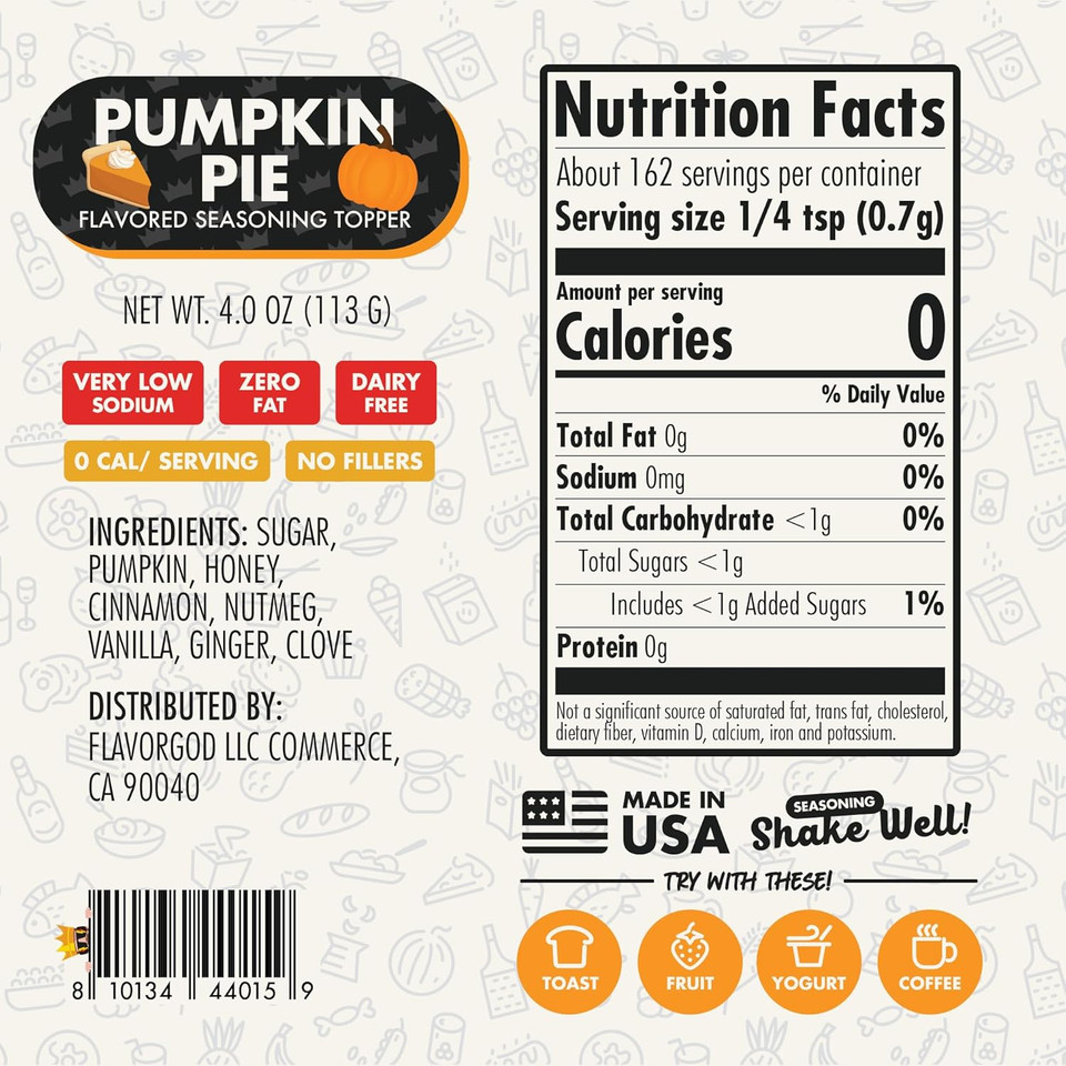 The Original Pumpkin Pie Spice Topper Seasoning Mix, 2 Bottles By Flavor God - Premium All Natural & Healthy Spice Blend For Donuts & Smoothies - Great Flavor Spices And Seasoning Gift