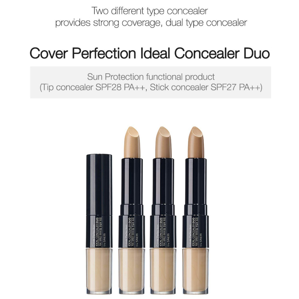 Thesaem Cover Perfection Ideal Concealer Duo (#2 Rich Beige) | Dual Type Full Coverage Concealer, High Adherence, High Pigment, No Clumping, Crease-Proof