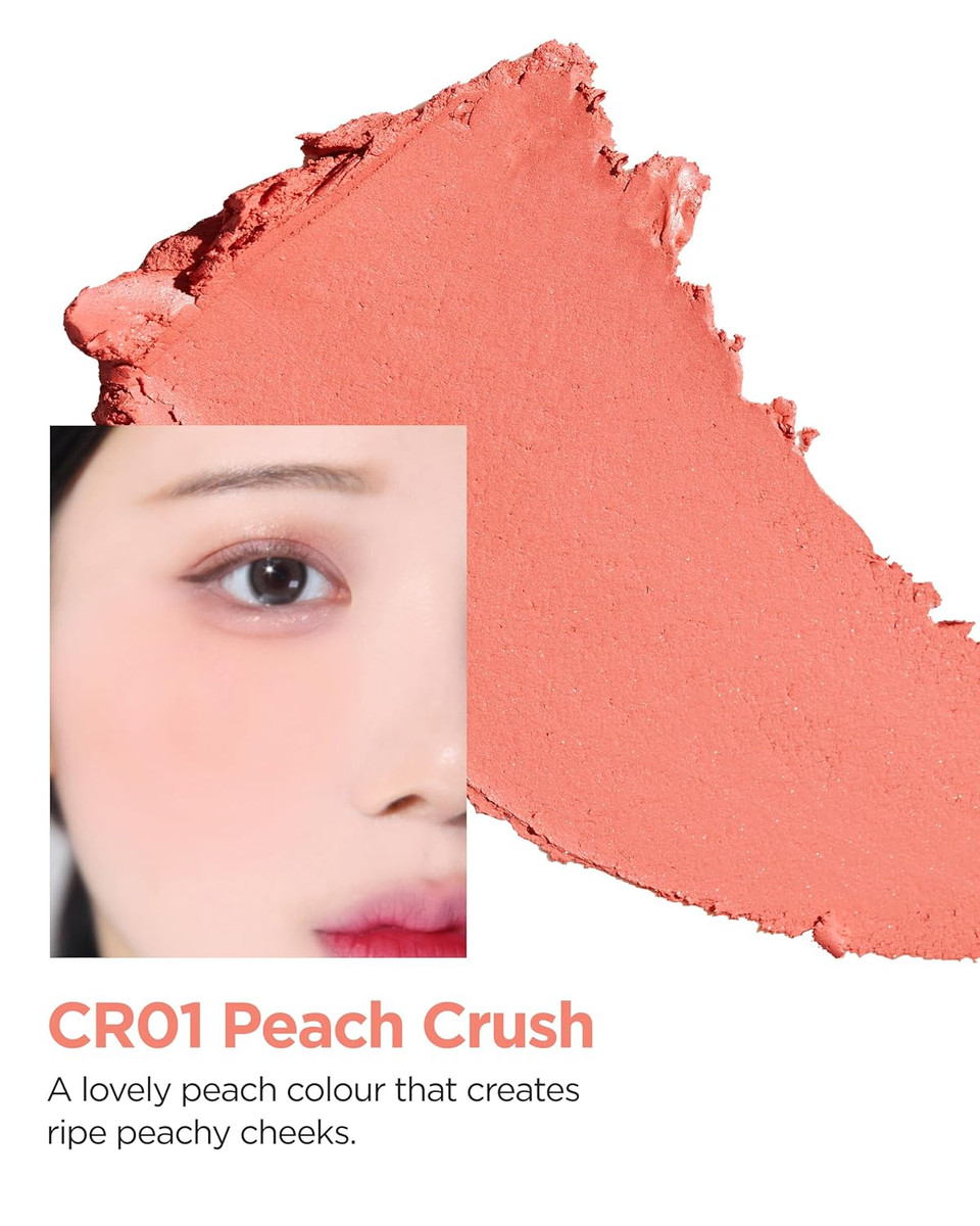 Thesaem Jelly Blusher Cr01 Peach Crush - Velvety Finish Soft Jelly Powder Cheek - Easy Blending Formula- Lightweight, Smooth, Natural Buildable Blusher