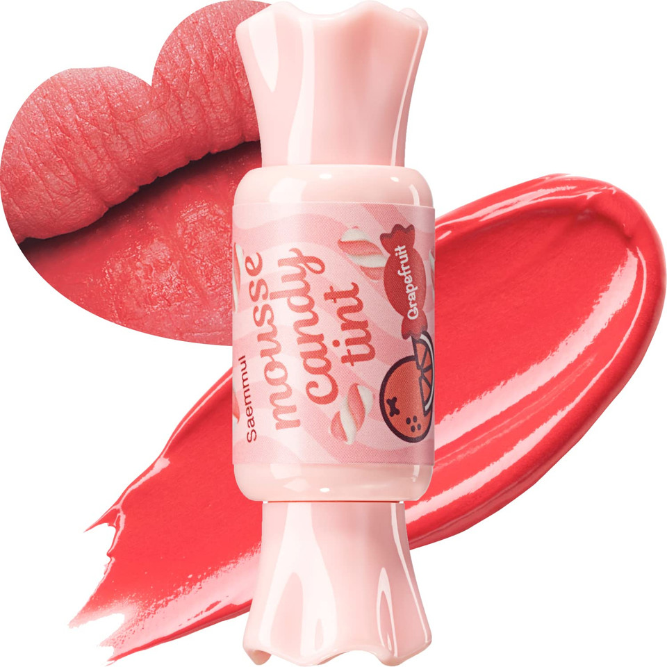 Thesaem Saemmul Mousse Candy Tint #4 Grapefruit Mousse - High Pigment Matte Finish Long Lasting Lip Stain With Honey Extracts To Hydrate Lips - Weightless & Smudge-Proof, 0.3 Fl.Oz