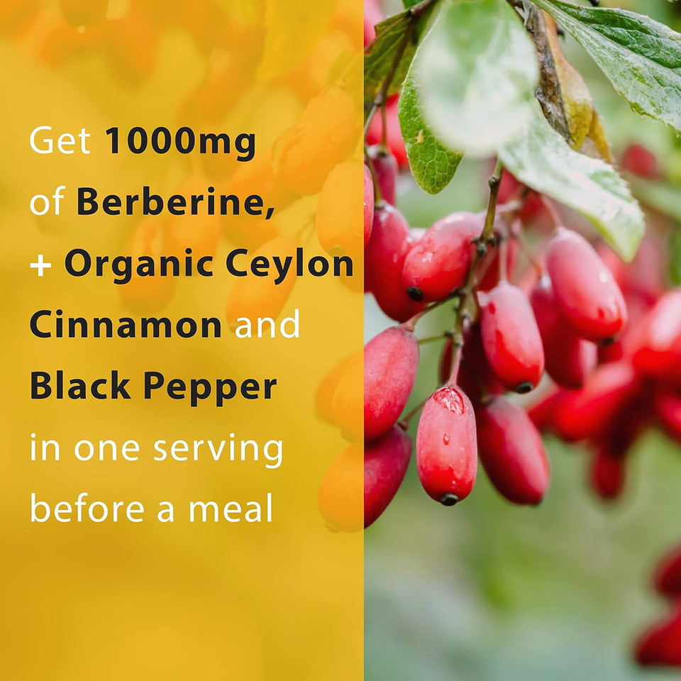 Thomas' All-Natural Remedies Berberine 500Mg (1000Mg Per Serving)- 120 Vegan Capsules- With Ceylon Cinnamon & Black Pepper- Supports Healthy Immune Function & Overall Wellness
