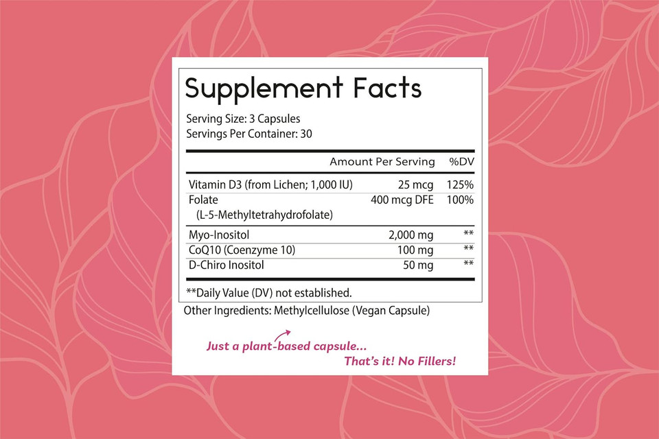 Thomas' All-Natural Remedies Myo Inositol Supplement & D-Chiro Inositol Blend Supplement With Folate And Vitamin D3, 40 To 1 Ratio, Non-Gmo, No Fillers, Coq10, 90 Vegan Capsules