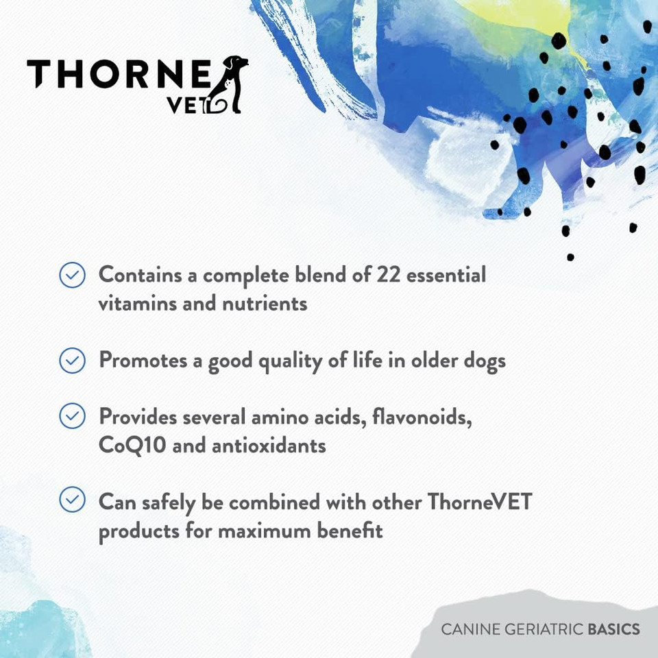 Thornevet Canine Geriatric Basics  Senior Dog Multi-Vitamin/Mineral Powder Formula Supports Healthy Cognition, Joints, And Eyes, 90 Scoops