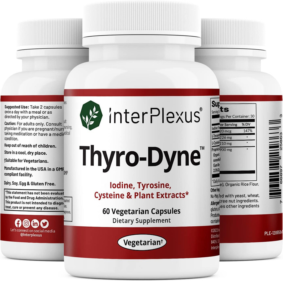 Thyro-Dyne - Iodine, Tyrosine & Plant Extracts For Thyroid Support- Gluten Free, Dairy Free, Soy Free - 60 Capsules (30 Servings)