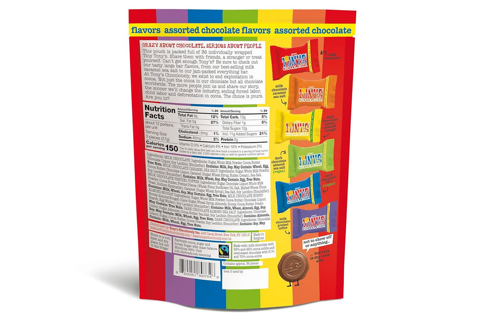 Tony'S Chocolonely Assorted Milk Chocolate Pieces - Belgium Chocolate, Fairtrade & B Corp Certified (36 Pieces, 11.28 Oz)