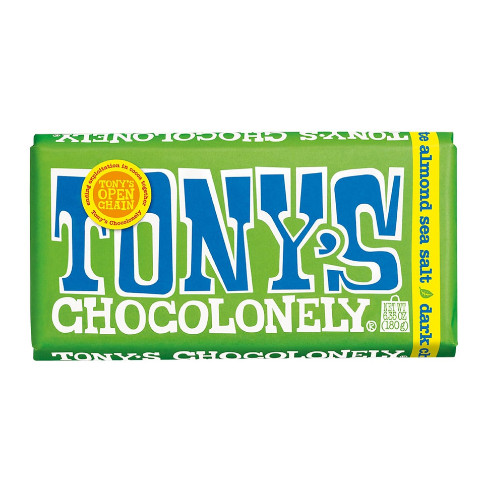 Tony'S Chocolonely, Dark Chocolate Almond Sea Salt, 6.35 Oz