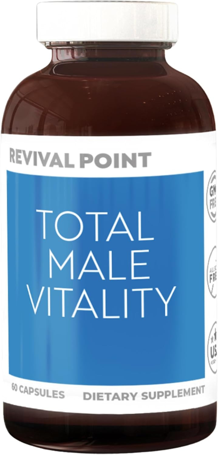Total Male Vitality- Advanced Muscle Building Supplement For Men With Ripfactor, Zinc Picolinate, Vitamin D3 & Folate Muscle Accelerator & Builder, Nitric Oxide, Natural Energy Supplement- 60 Count