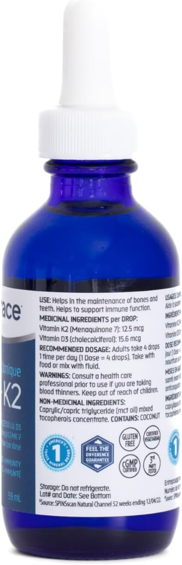 Trace Minerals | Liquid Ionic Vitamin D3 + K2 | 125 Mcg (5,000 Iu) D3, 100 Mcg K2 | Concentrated Dietary Supplement | 2 Fl Oz. 296 Servings