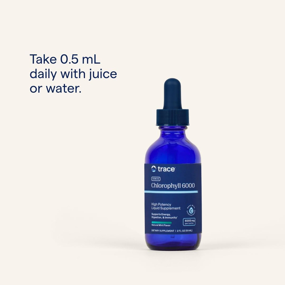 Trace Minerals Concentrated Ionic Chlorophyll - Natural Cleanse Support Health Supplement - Supplement To Support Immune System Health - Aids Digestive Health - Natural Mint, 2 Fl Oz (120 Servings)