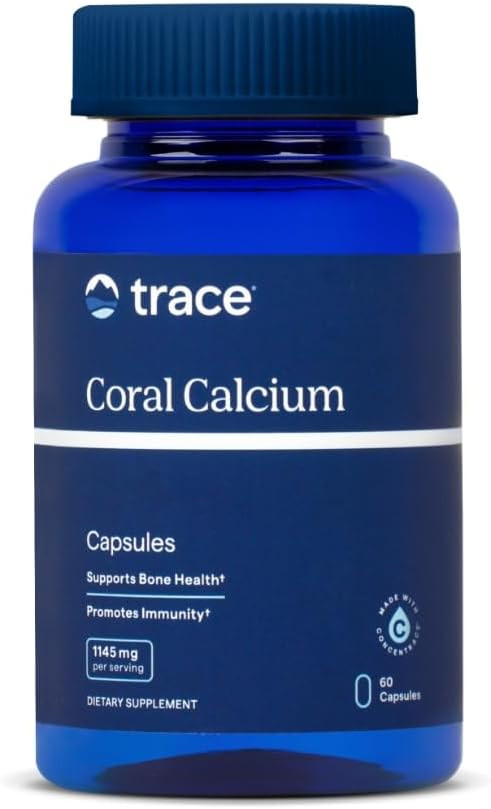 Trace Minerals Coral Calcium - Dietary Supplement For Immune Health Support - Supplement With Calcium To Aid Healthy Bones - Health Support With Vitamins C & D - 60 Vegetarian Caps (30 Servings)