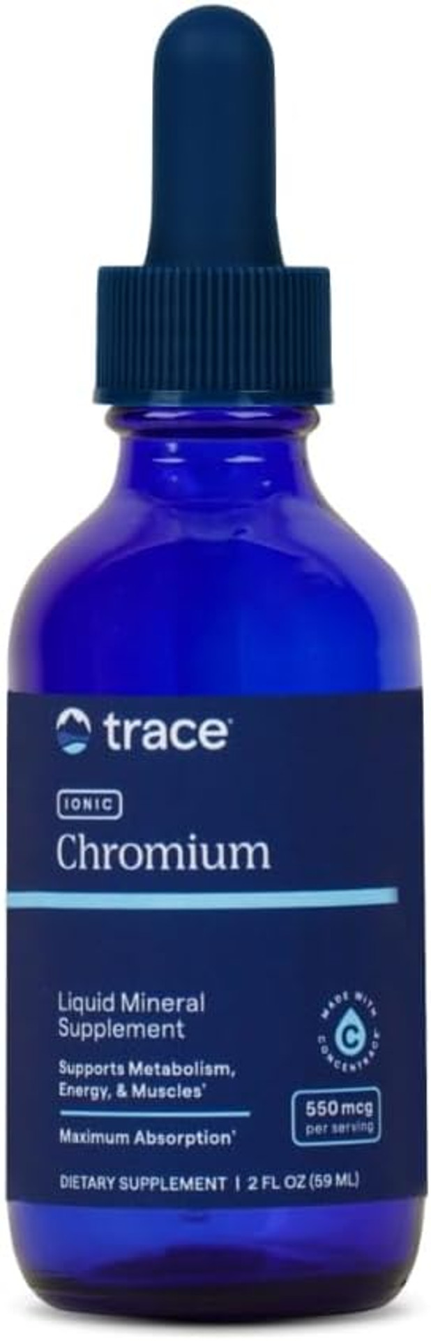 Trace Minerals Ionic Chromium 550 Mcg - Dietary Supplement To Support Energy & Muscle Growth - Liquid Drop Supplement With Magnesium, Chromium, Chloride & More - 2 Fl Oz (About 48 Servings)