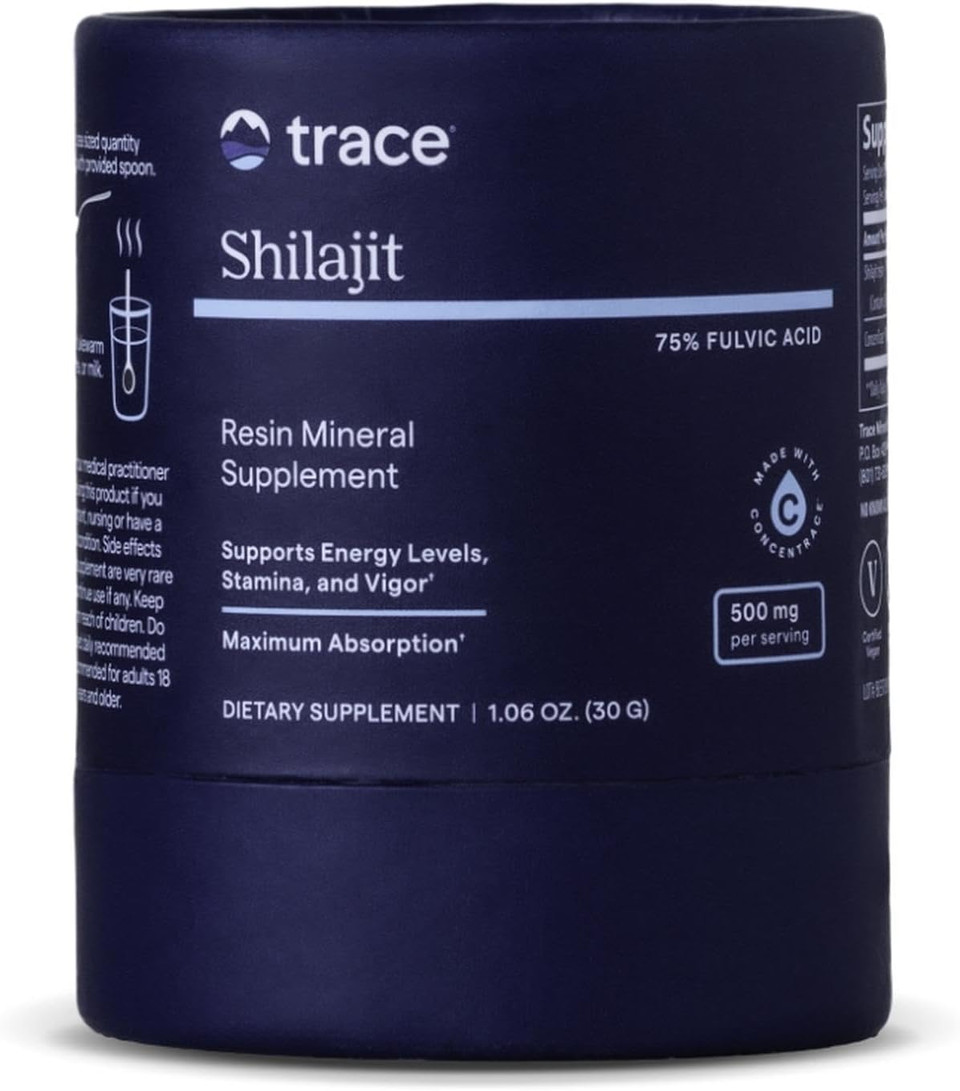 Trace Minerals Shilajit Resin 500Mg - Powder Supplement For Brain & Digestive Health - Mineral Supplement To Aid Immune Health & Daily Energy - Formula With Fulvic Acid - 30G (About 60 Servings)