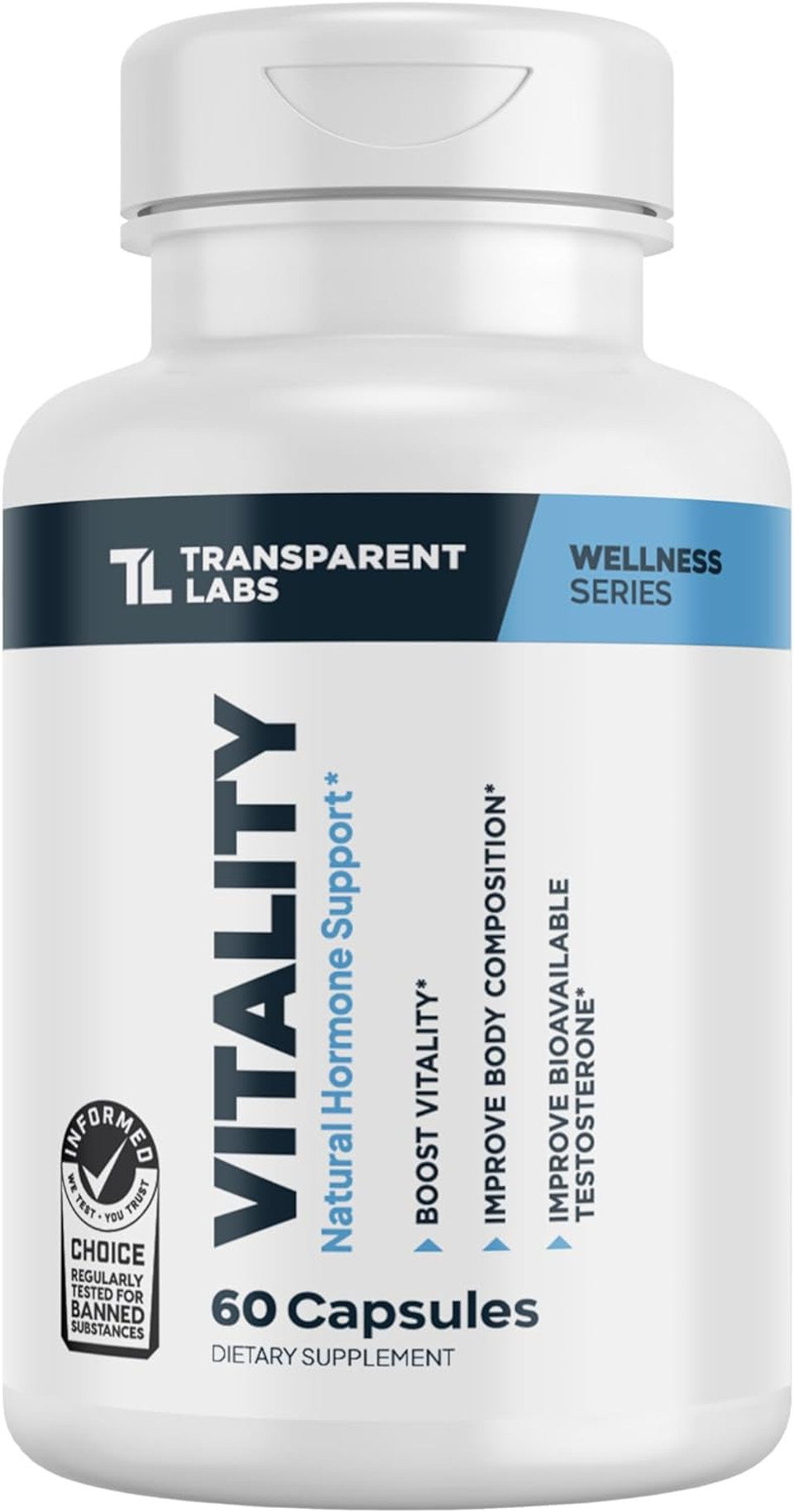 Transparent Labs Vitality Testosterone Booster - Testosterone Supplement For Men With Ashwagandha Ksm-66, Primavie Shilajit Extract, & Dim To Support Vitality, & Bioavailable Testosterone - 60 Count
