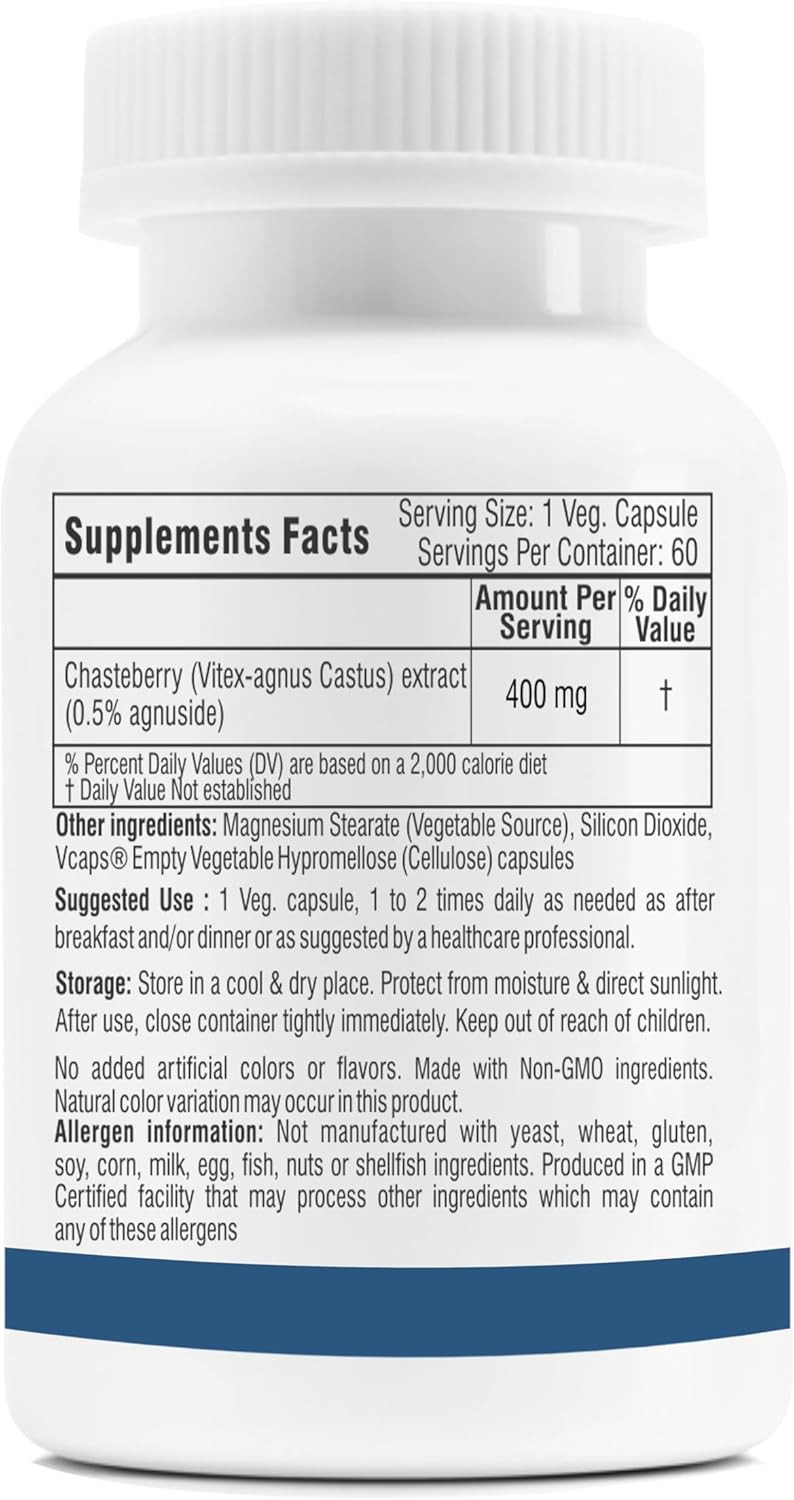 Trexgenics Chasteberry 0.5% Agnuside 400 Mg Women'S Health Support Vegan & Non-Gmo (60 Vcaps)