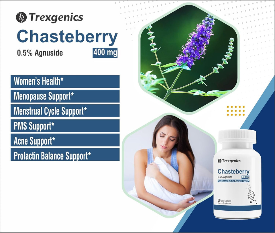 Trexgenics Chasteberry 0.5% Agnuside 400 Mg Women'S Health Support Vegan & Non-Gmo (60 Vcaps)