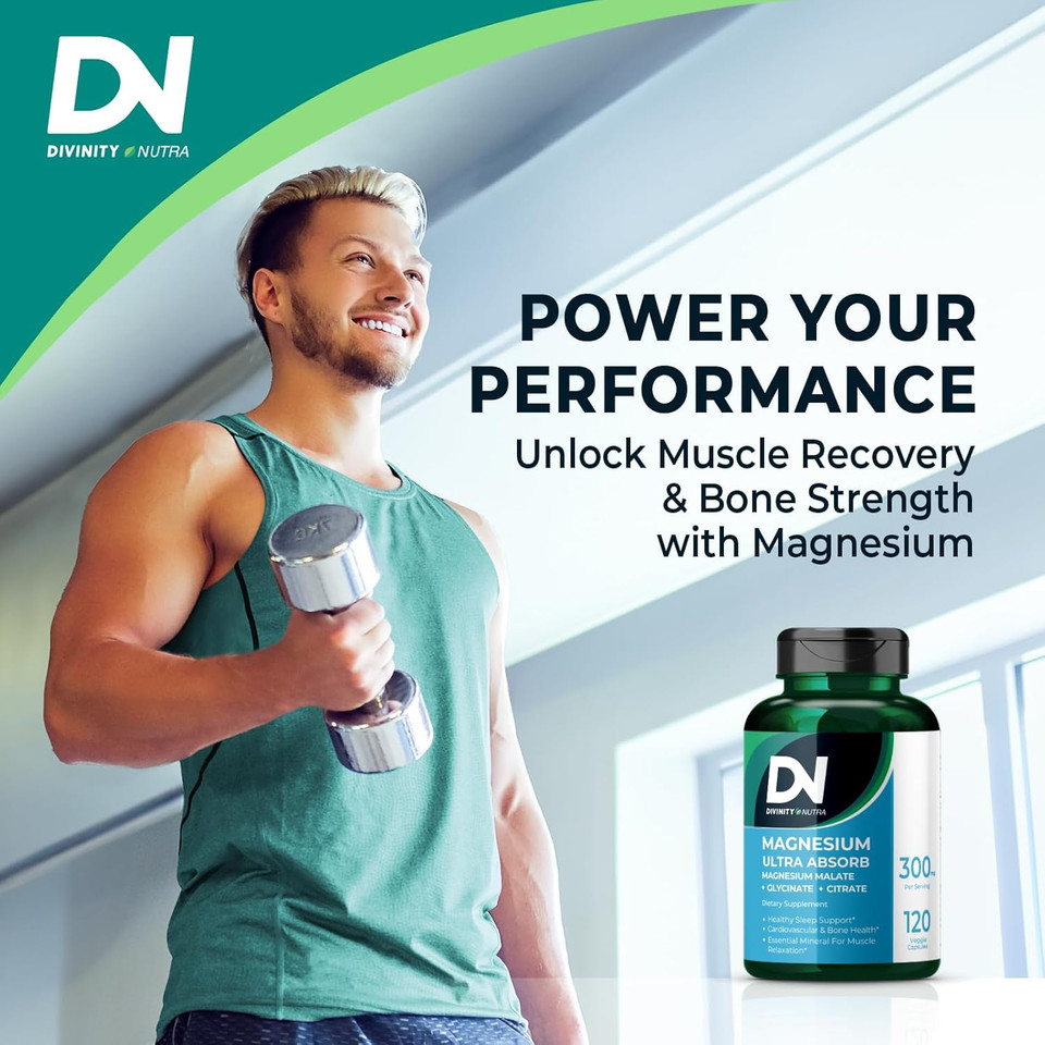 Triple Magnesium Complex Supplement,300Mg Of Magnesium Glycinate, Malate & Citrate For Muscles, Nerves, & Energy, High Absorption, 120 Vegan CapsulesNon-Gmo Usa Made