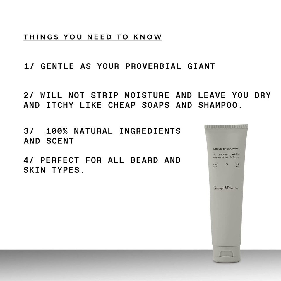 Triumph & Disaster | Noble Endeavour | Gentle, Cleansing Beard Wash - Sulfate-Free Foaming, 5.07 Oz