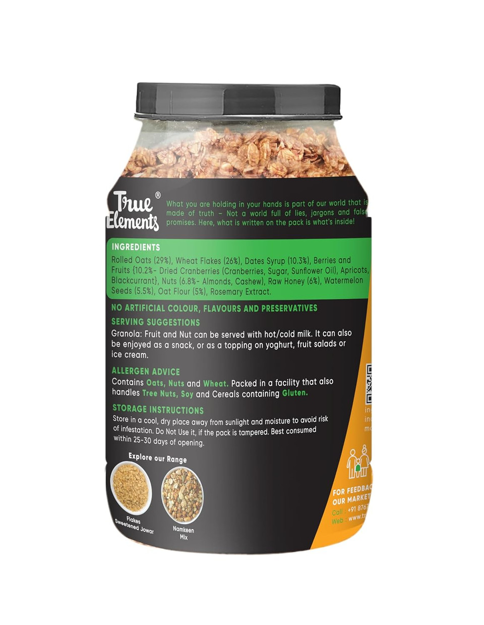 True Elements Baked Granola 31.74 Oz - Granola For Breakfast | Loaded With Almonds & Cranberries | Healthy Cereal