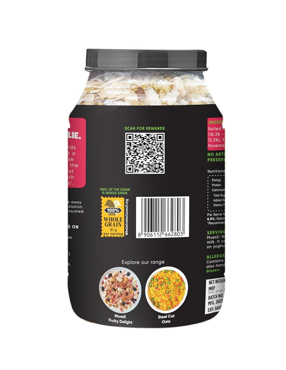 True Elements Muesli No Added Sugar 700G - Sugar Free | Breakfast Cereal