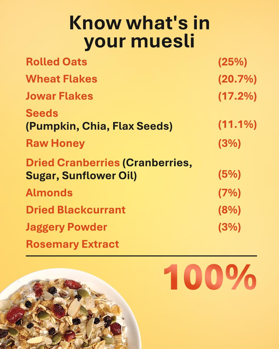 True Elements Muesli Nuts & Berries 700G - With 14% Millets, Almonds & Cranberries | Muesli Nuts Delight | Breakfast Cereal