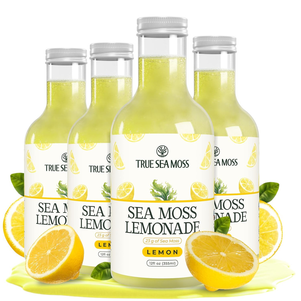Trueseamoss Pina Colada Sea Moss Lemonade  Coconut Pineapple Infused Sea Moss Drink  Vegan & Tropical Hydration  4 X 12 Fl Oz Bottles  Made In Usa