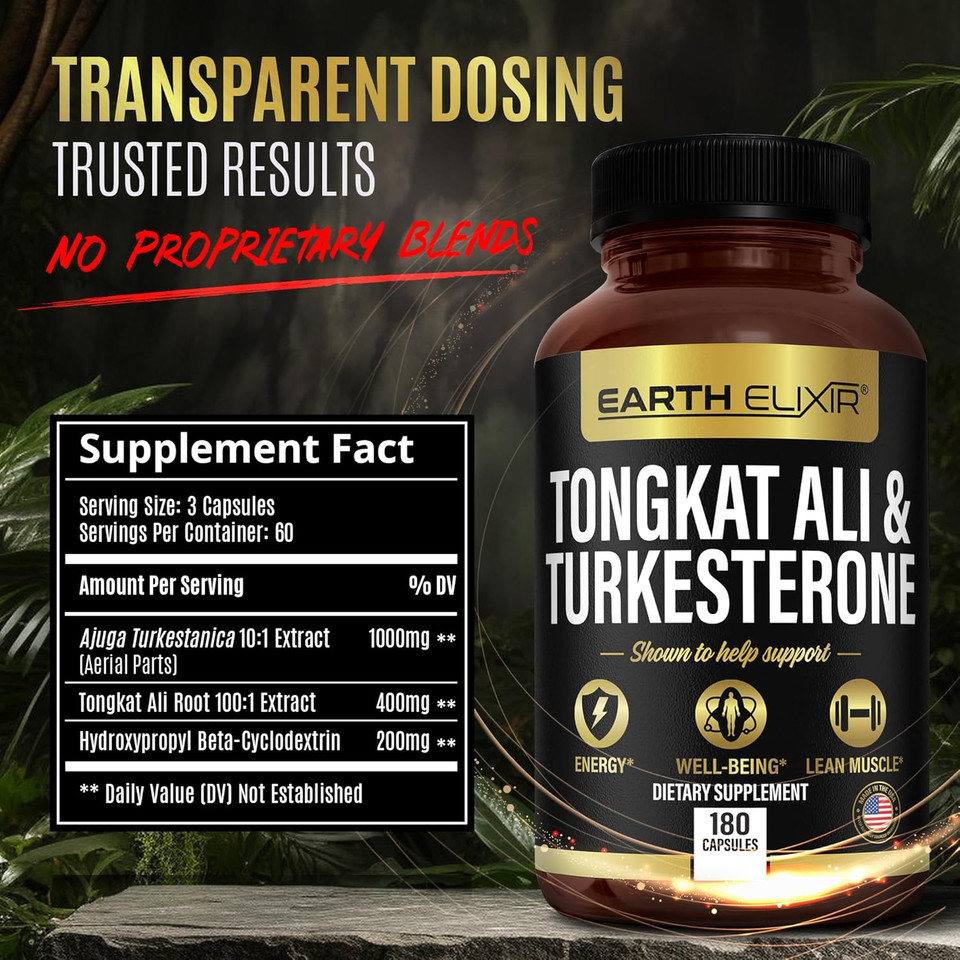 Turkesterone Tongkat Ali For Men And Women  High Potency Turkesterone Supplement For Men With Tongkat Ali  2-In-1 Natural Energy, Hormonal & Fitness Support  Pure Non-Gmo Formula  180 Capsules