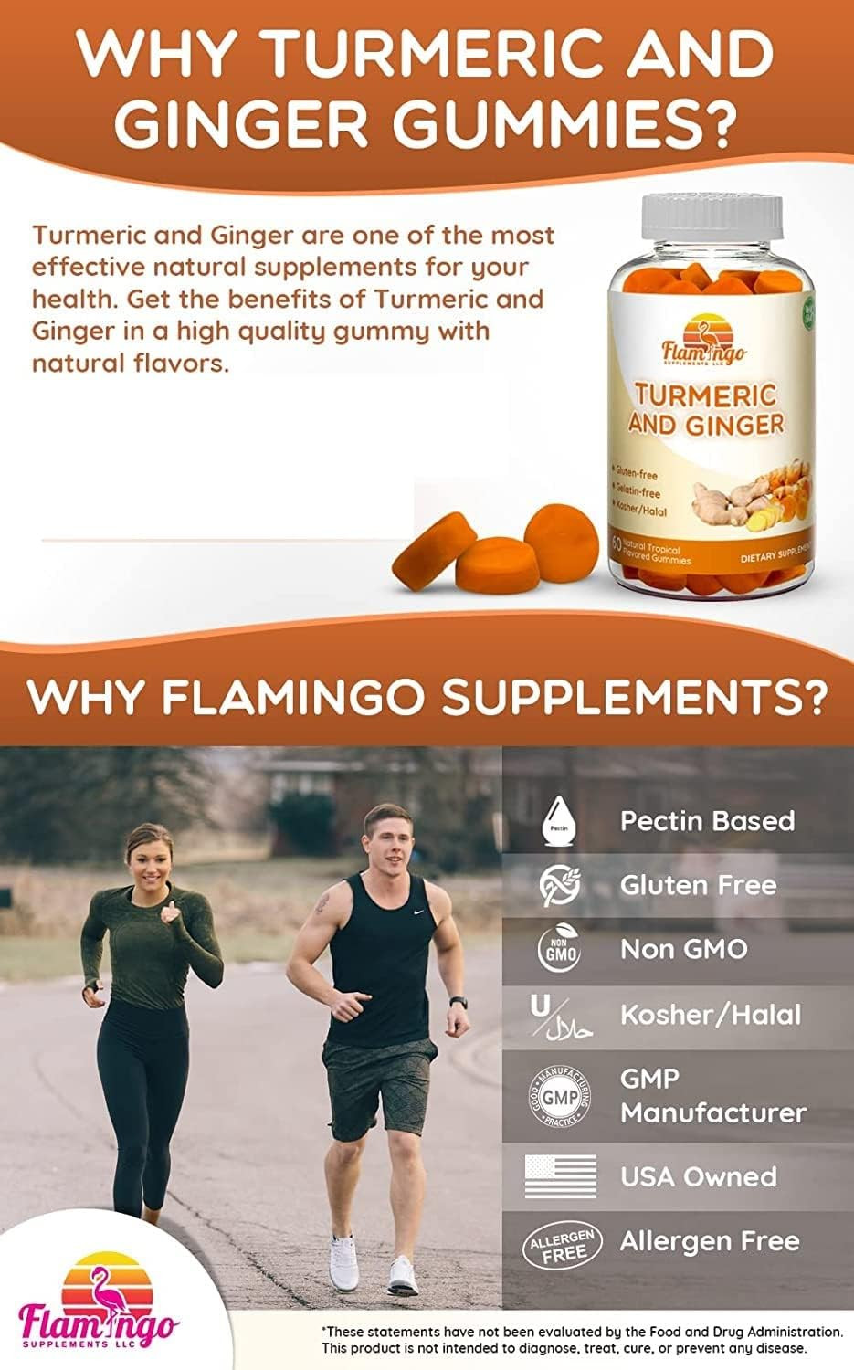 Turmeric Curcumin & Ginger Chewable Gummies For Adults And Children.Vegan Friendly, Kosher & Halal, Gluten Free, Non Gmo. 60 Count